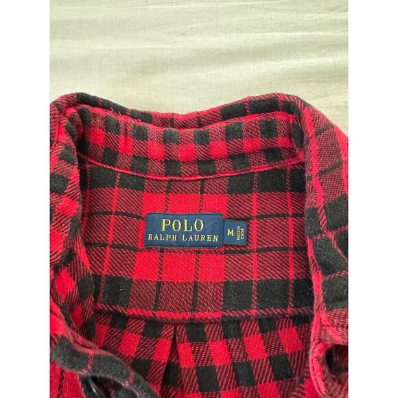 Polo Ralph Lauren Black Red Buffalo Check Flannel Shirt sz Medium - Picture 3 of 4